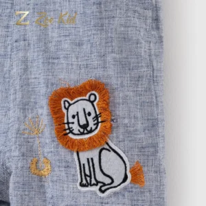 Embroidered Lion Overalls for Boys