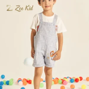 Embroidered Lion Overalls for Boys