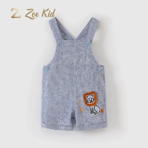 Embroidered Lion Overalls for Boys