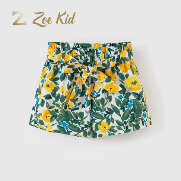 Girl's Floral Linen Shorts