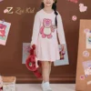 Long-Sleeve Strawberry Lotso Bear Knit Dress for Girls