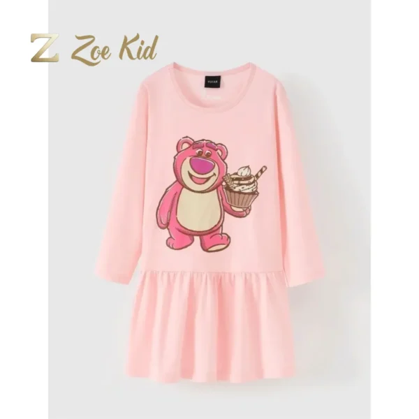 Long-Sleeve Strawberry Lotso Bear Knit Dress for Girls