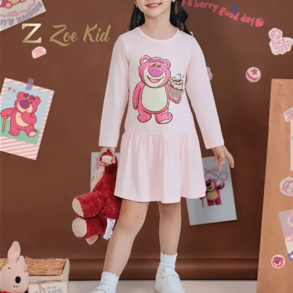 Long-Sleeve Strawberry Lotso Bear Knit Dress for Girls